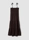 Long brown pure cotton kaftan with thin straps_4