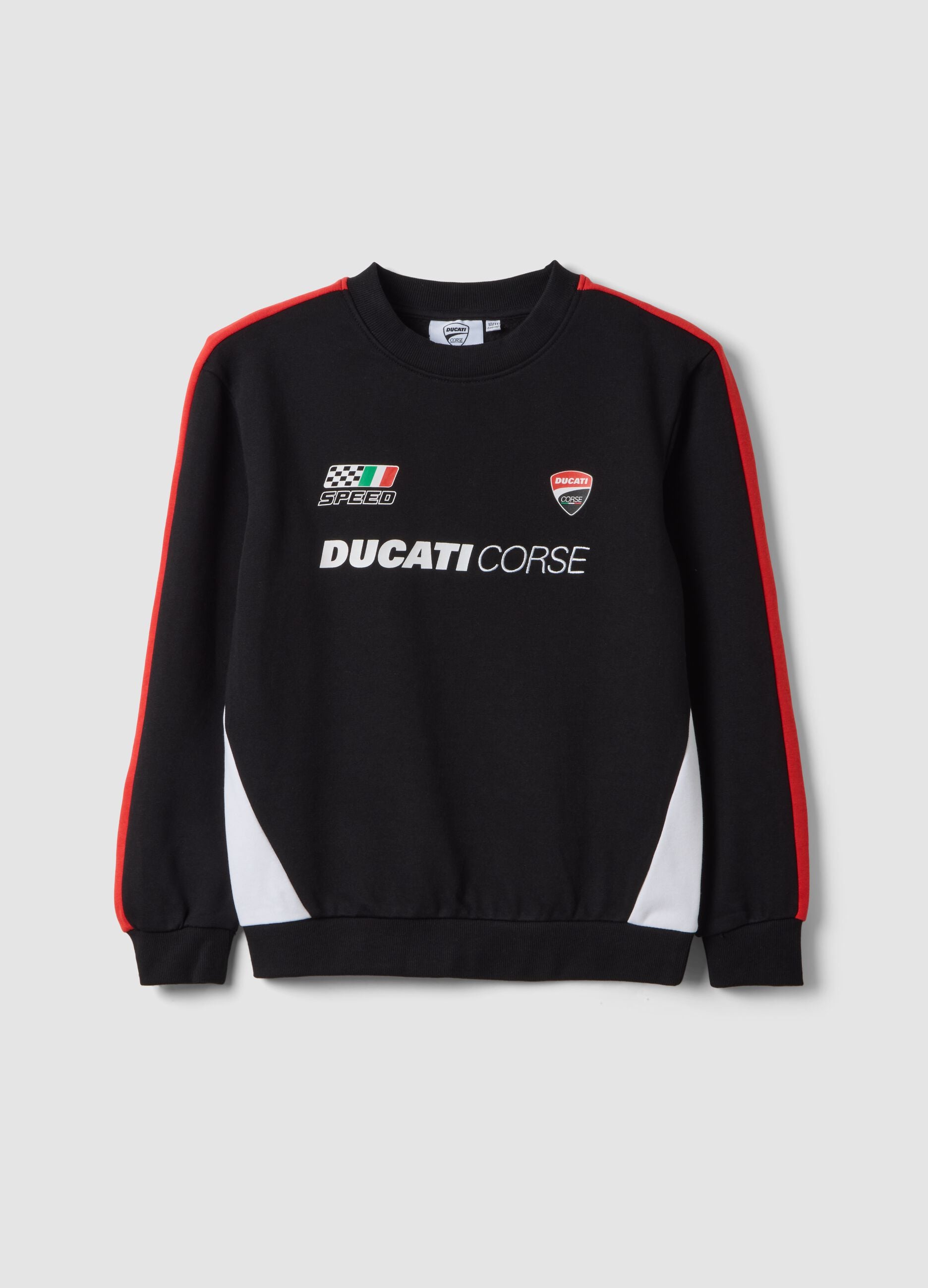 Black cotton-blend sweatshirt with Ducati print, relaxed fit