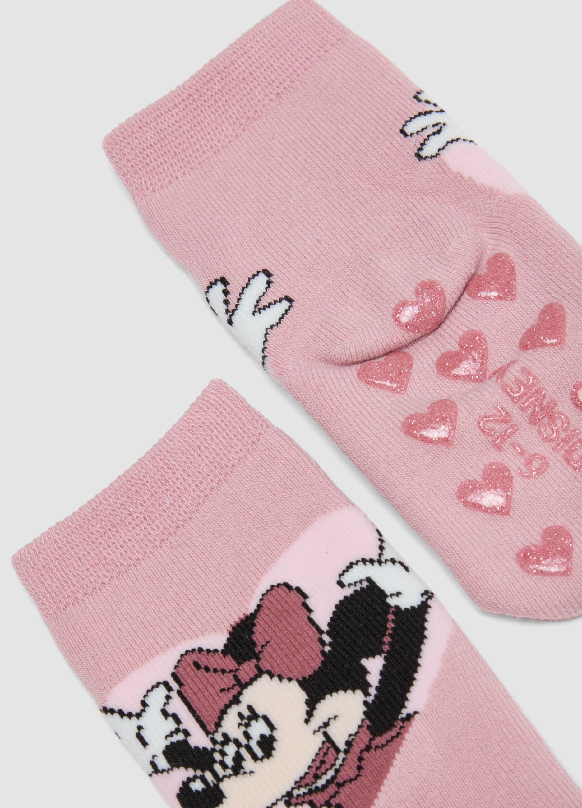 2-pack of organic stretch cotton anti-slip socks with Minnie print