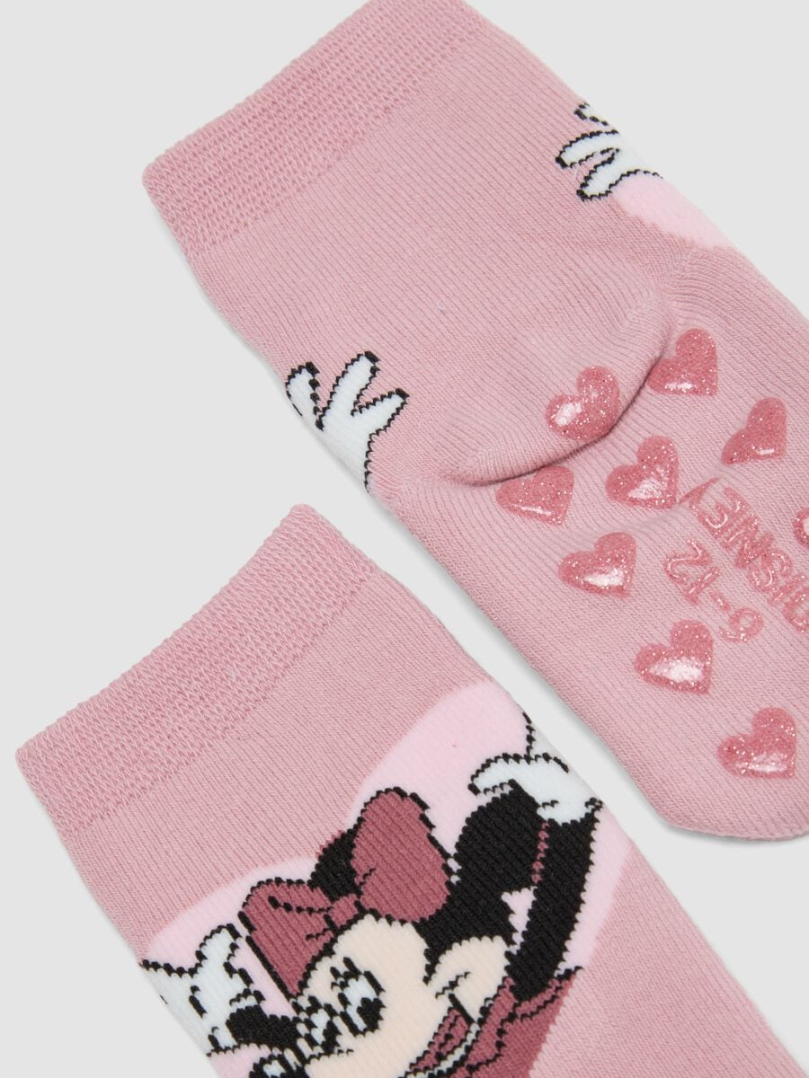 Bipack di calze antiscivolo in cotone organico elasticizzato con stampa Minnie_1