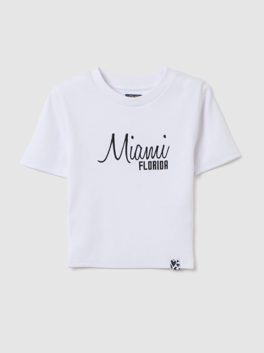 T-shirt da ragazze in cotone elasticizzato bianca fitted_3