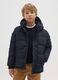 Blue padded boy's regular fit jacket with zip and hood_0