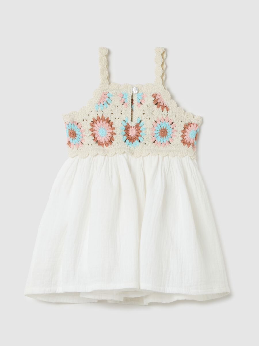 Girls' dress in pure multicolour cotton, regular fit_1