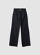 High-waisted wide-leg blue denim jeans in pure cotton_0