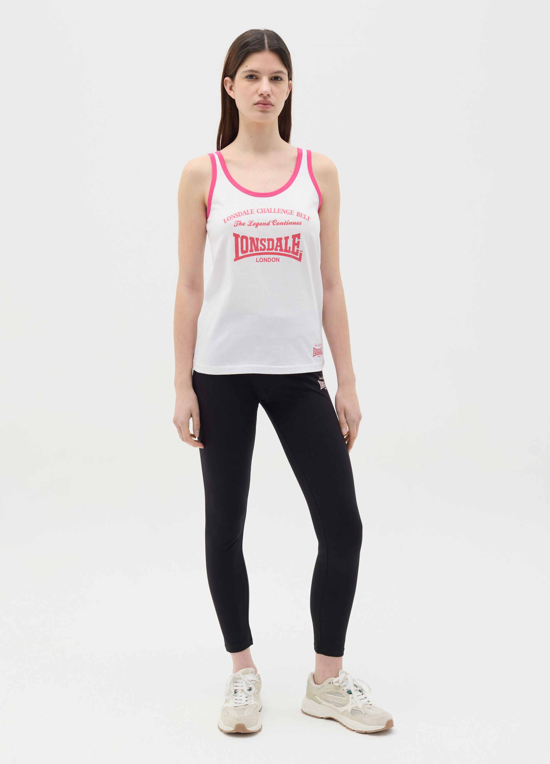 White tank top with contrast edging