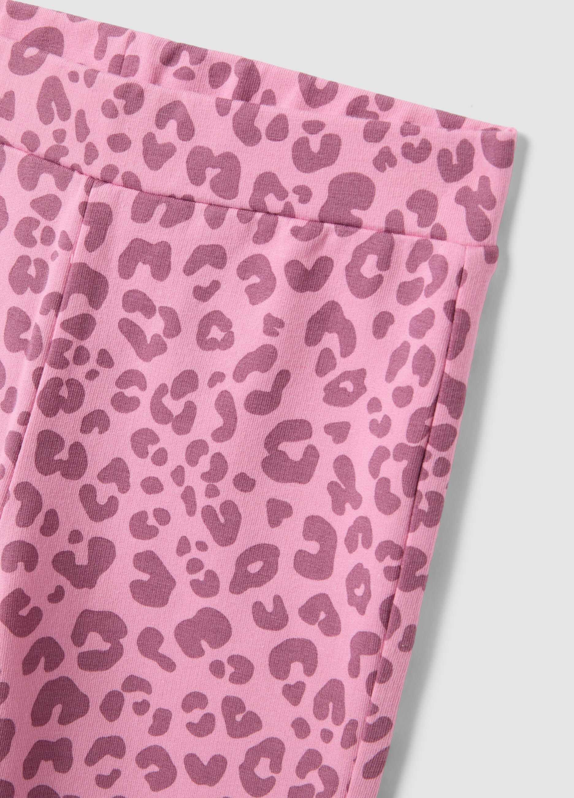 White and pink cotton-blend jogger set with Lilo & Stitch print for girls