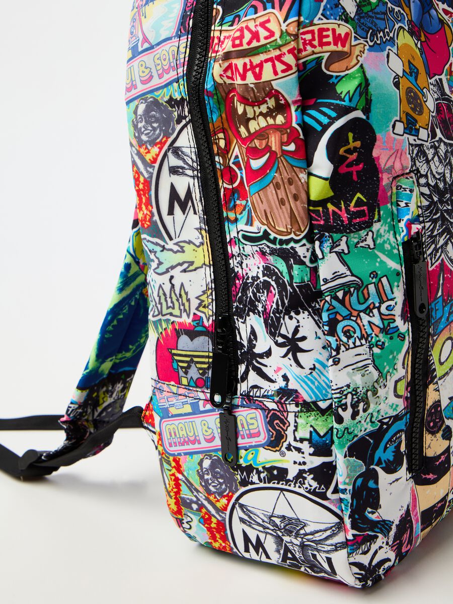 Oval backpack with graffiti print_1