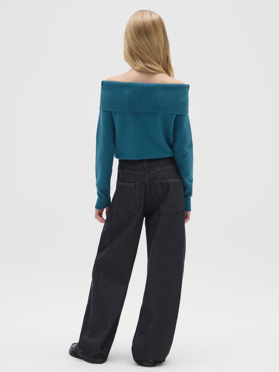 Girls' pure cotton black balloon jeans_1