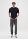 Grey pure cotton regular tapered jeans_0