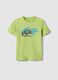 Green pure cotton regular fit T-shirt for kids with print_0