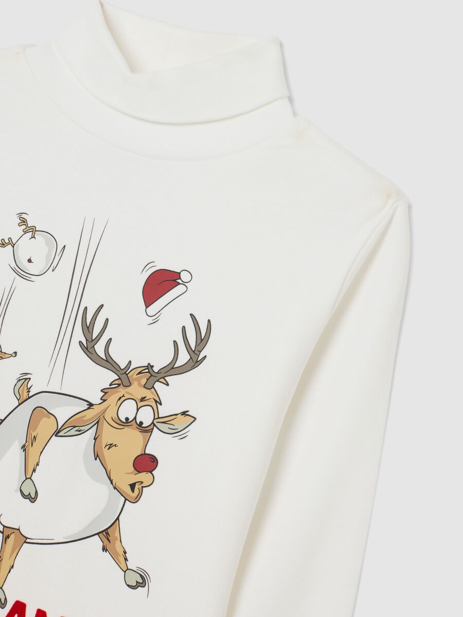 Child's white high-neck t-shirt in pure cotton regular fit_2