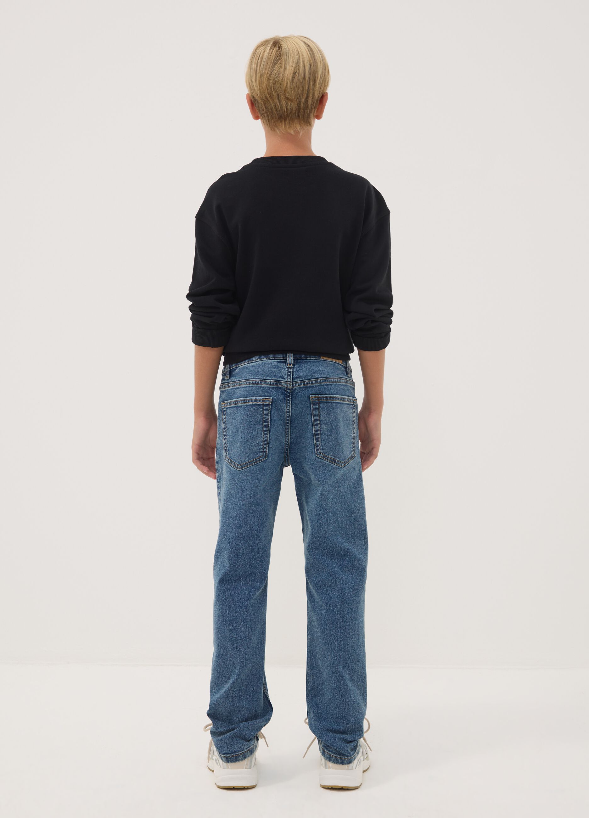 Boys&rsquo; regular-fit blue stretch cotton jeans