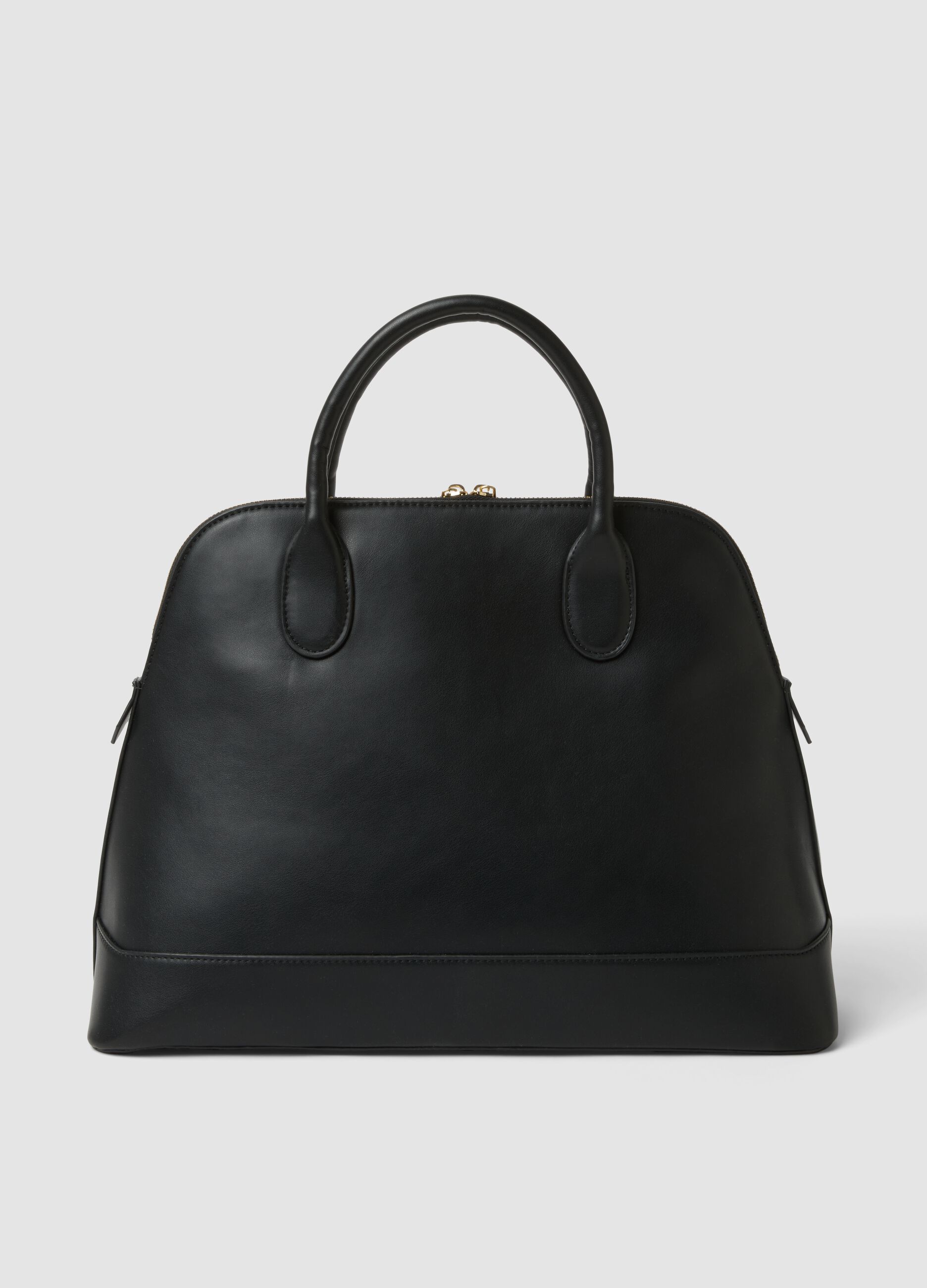 Black structured top-handle bag
