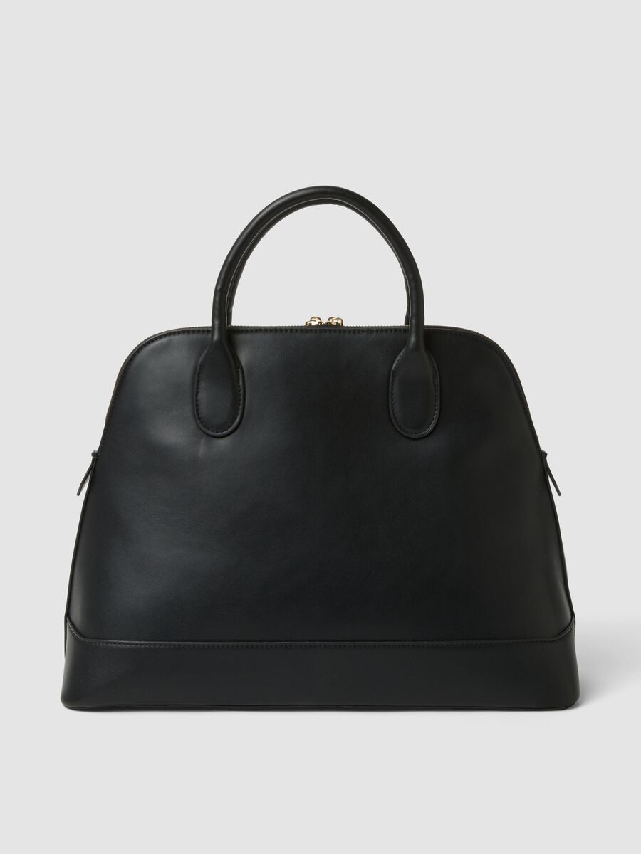 Black structured top-handle bag_1
