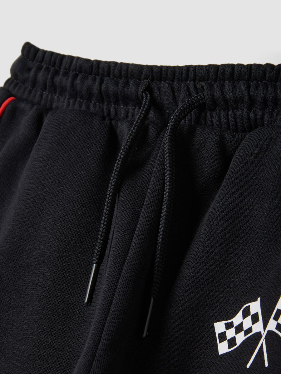 Black cotton-blend jogger trousers with drawstring and Ducati logo_2