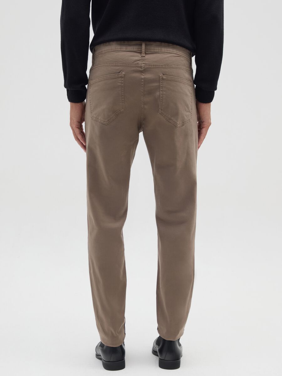 Brown skinny fit stretch cotton trousers_2