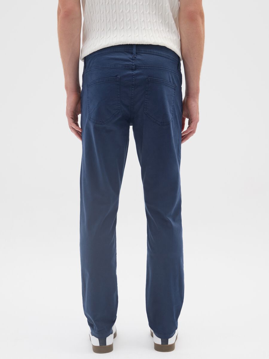 Blue slim fit cotton trousers_2