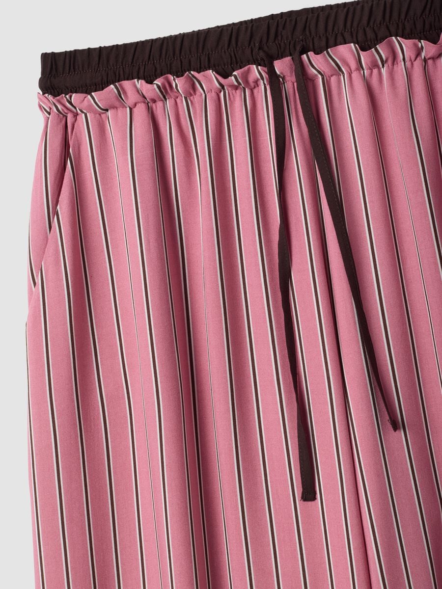 Pantaloni pigiama rosa in pura viscosa a righe_5