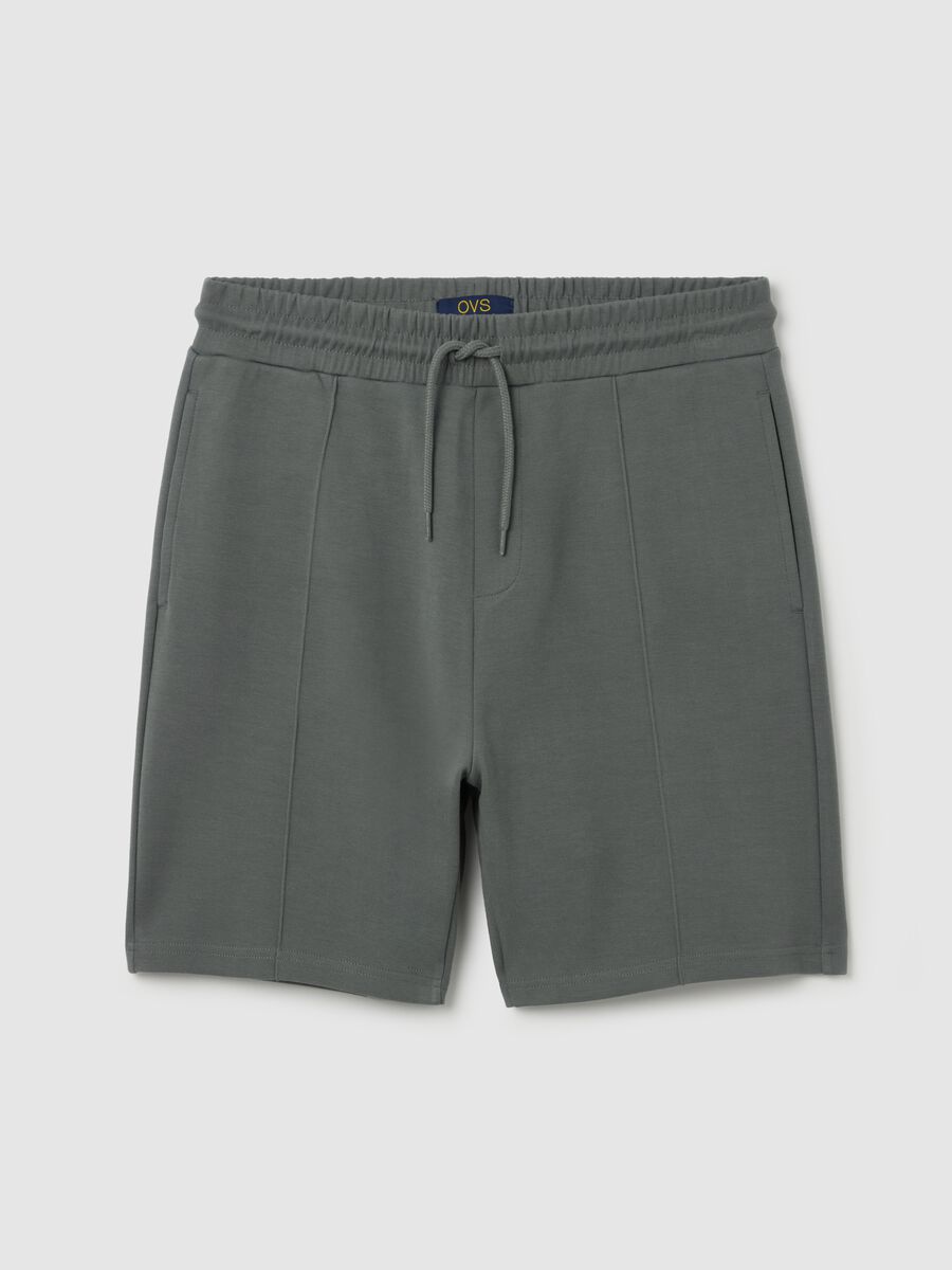 Grey Bermuda shorts in cotton blend_4