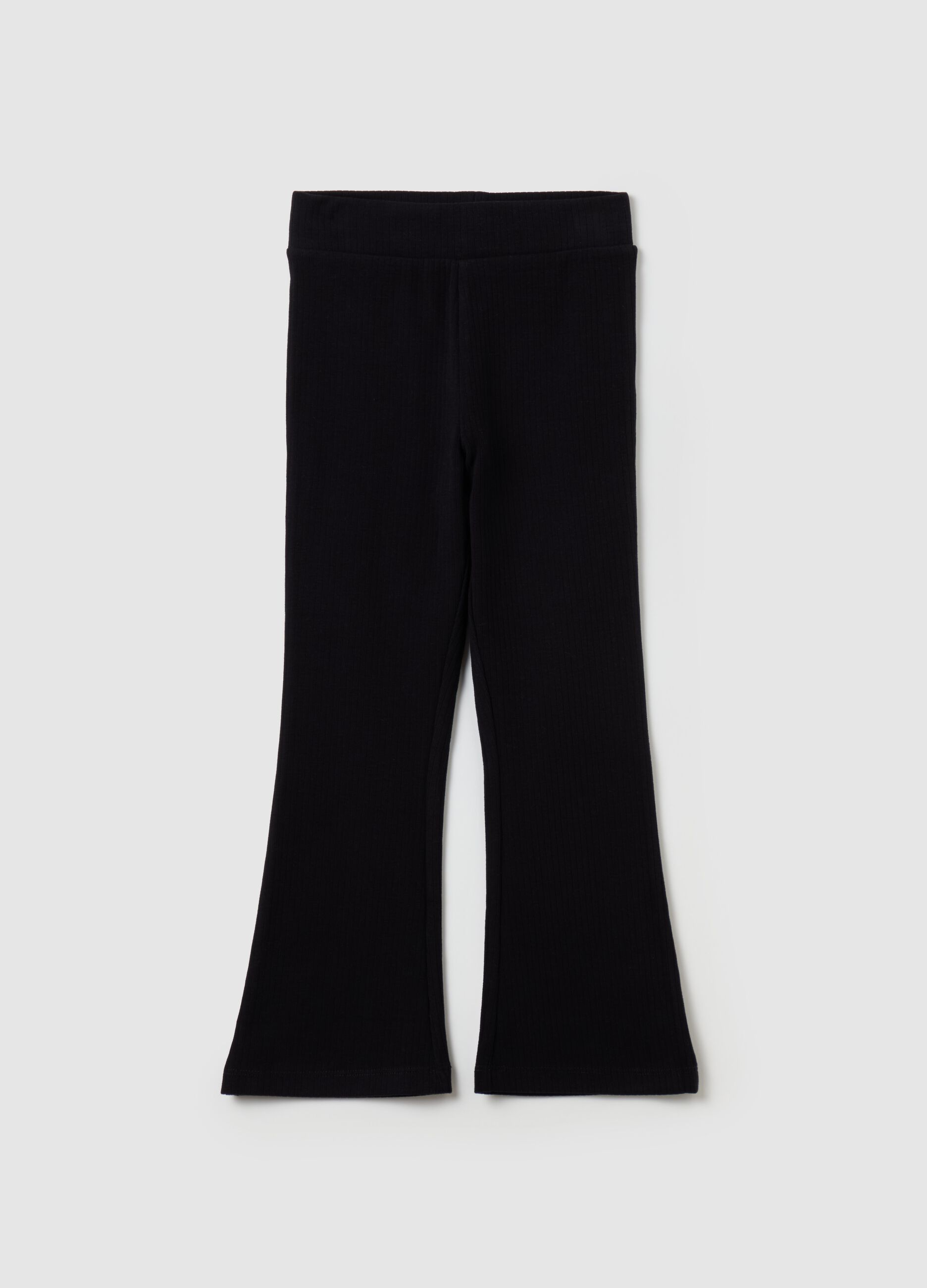 Flare-fit leggings with flat ribbing