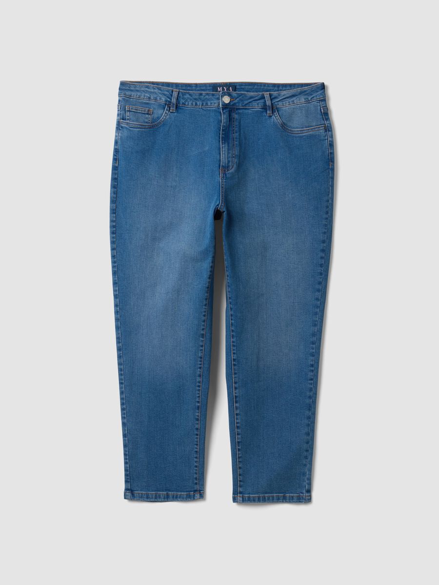 Jeans denim blu in cotone elasticizzato slim fit_4