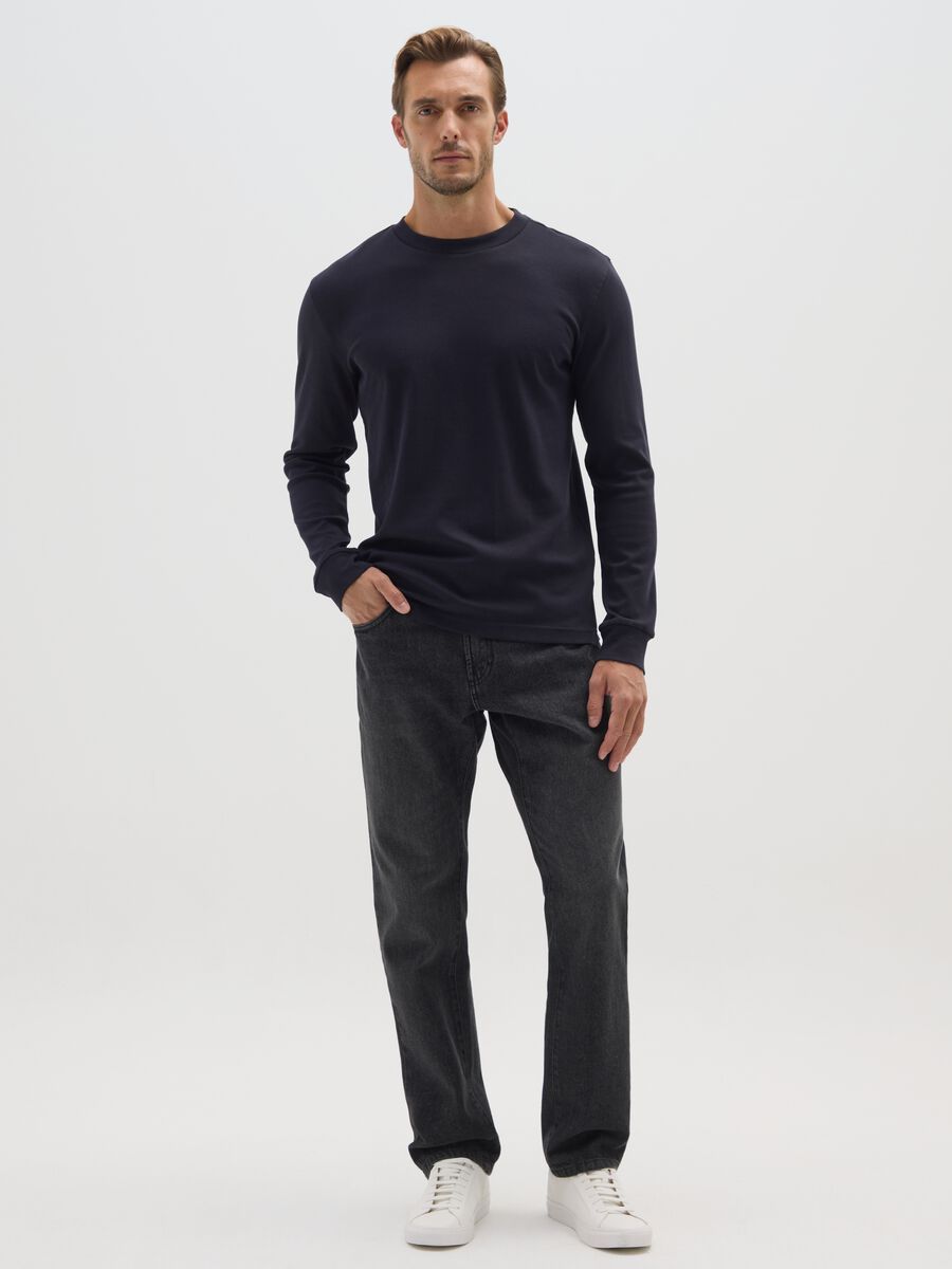 T-shirt in puro cotone blu regular fit_1