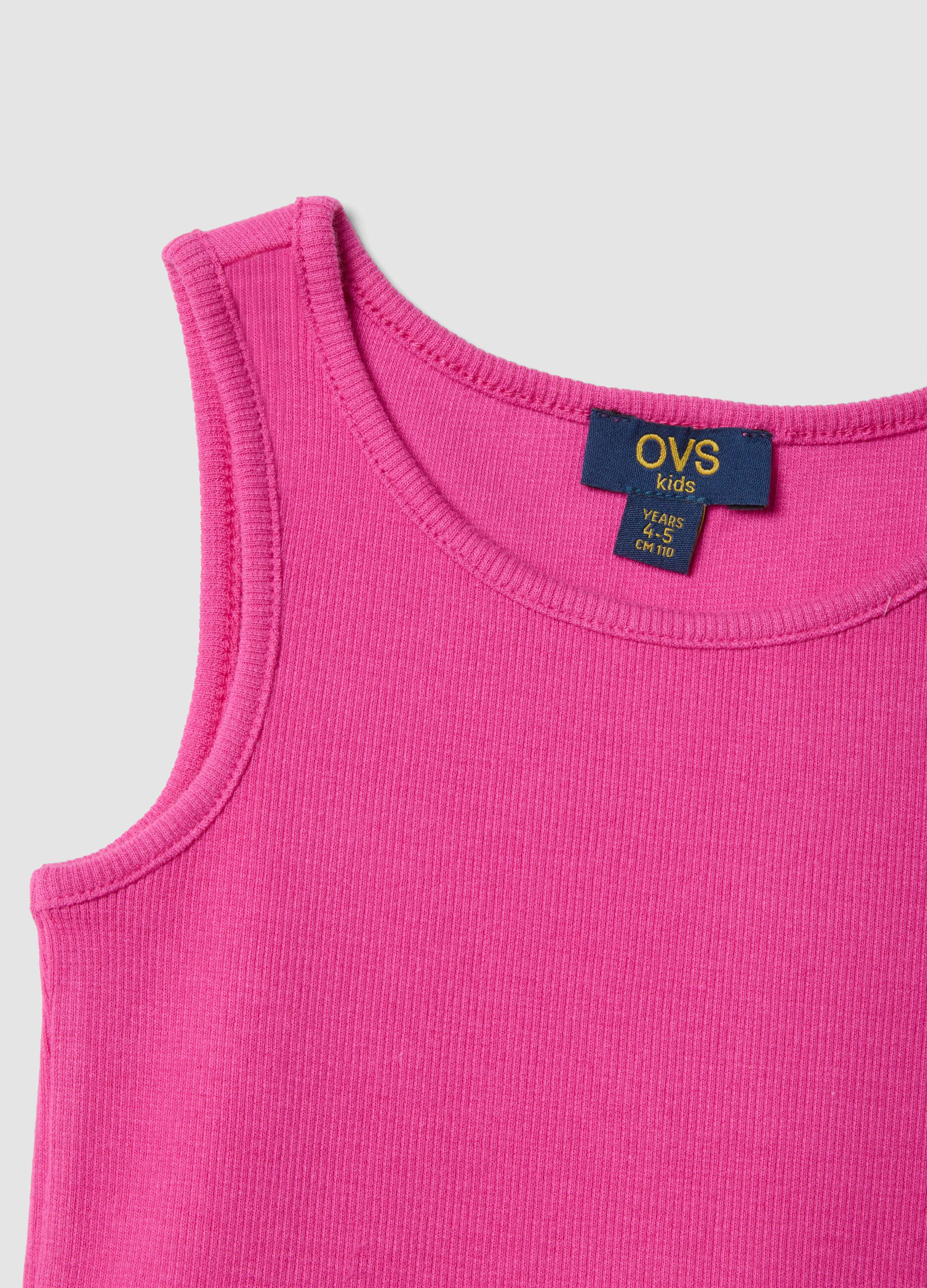 Pink sleeveless stretch cotton dress