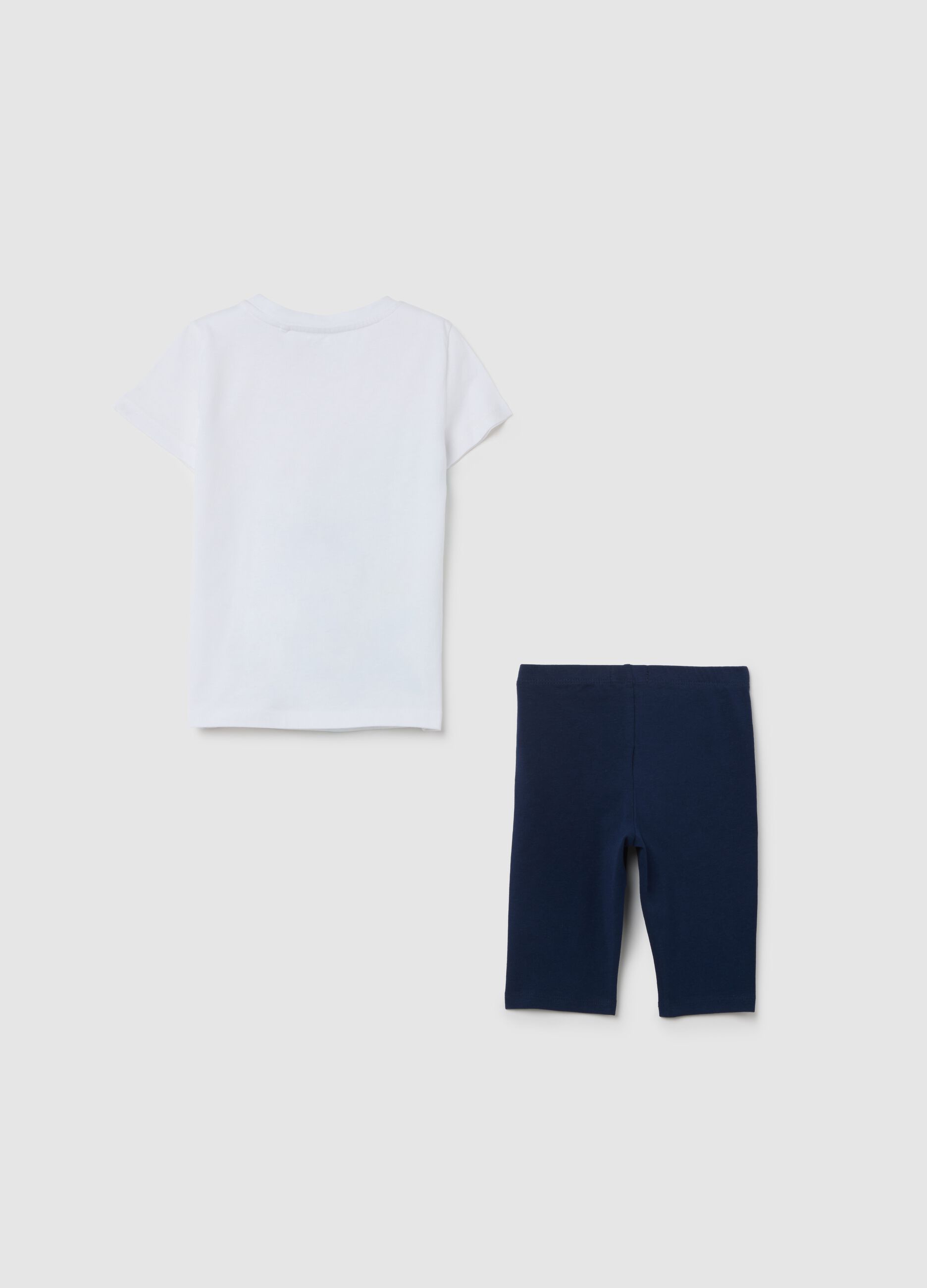 White and blue jogging set for girls in cotton