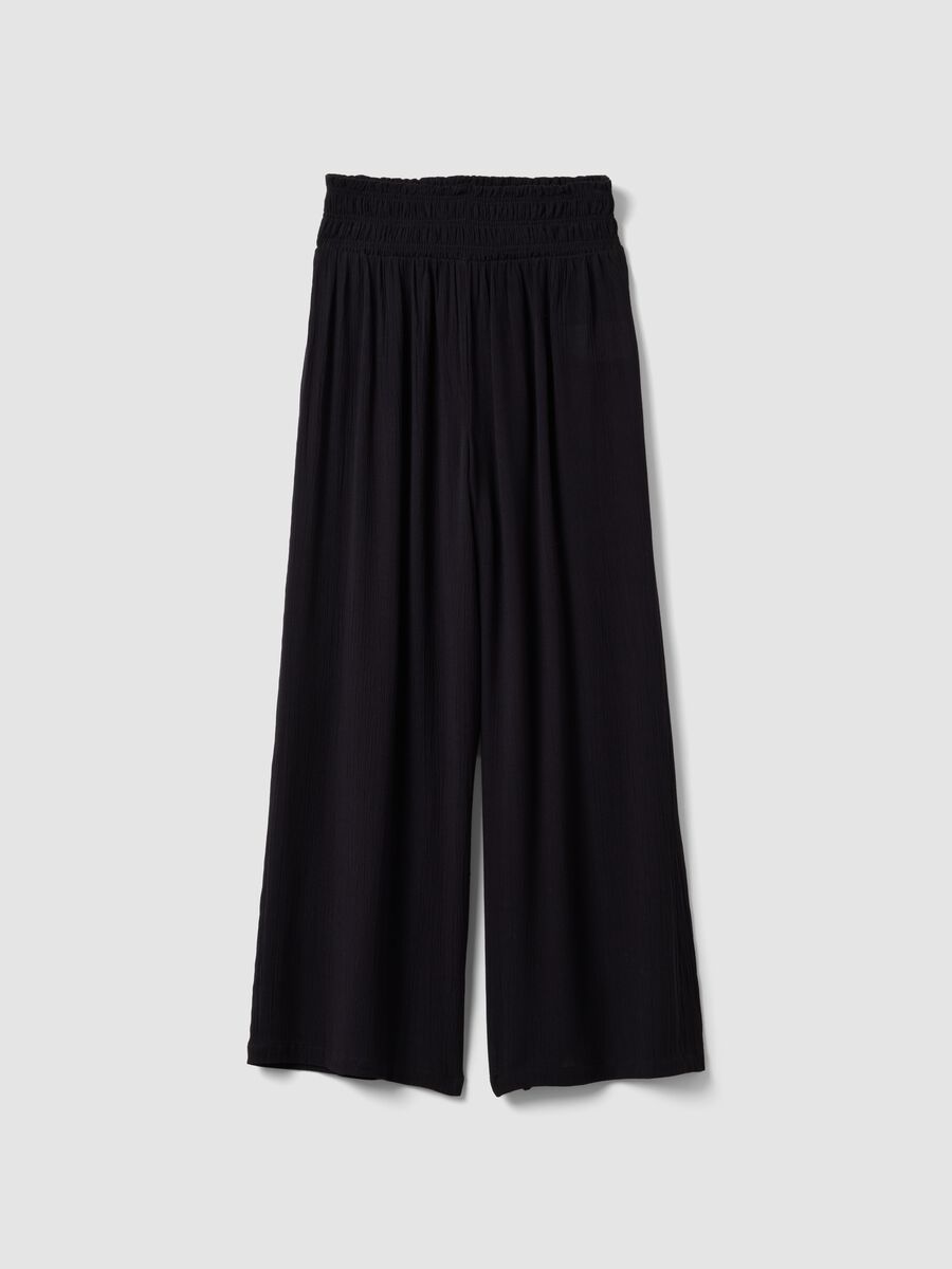 Pantaloni neri in pura viscosa da ragazza wide leg_3