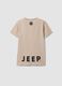 Beige pure cotton T-shirt with front and back print_5