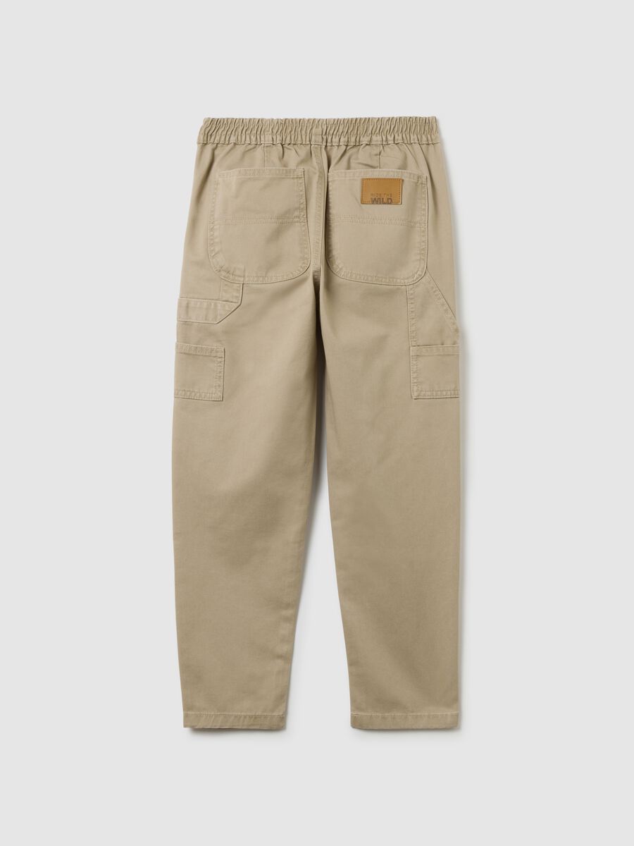 Pantaloni da ragazzo in puro cotone beige _4