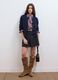 Blue pure cotton crew-neck knit cardigan_1