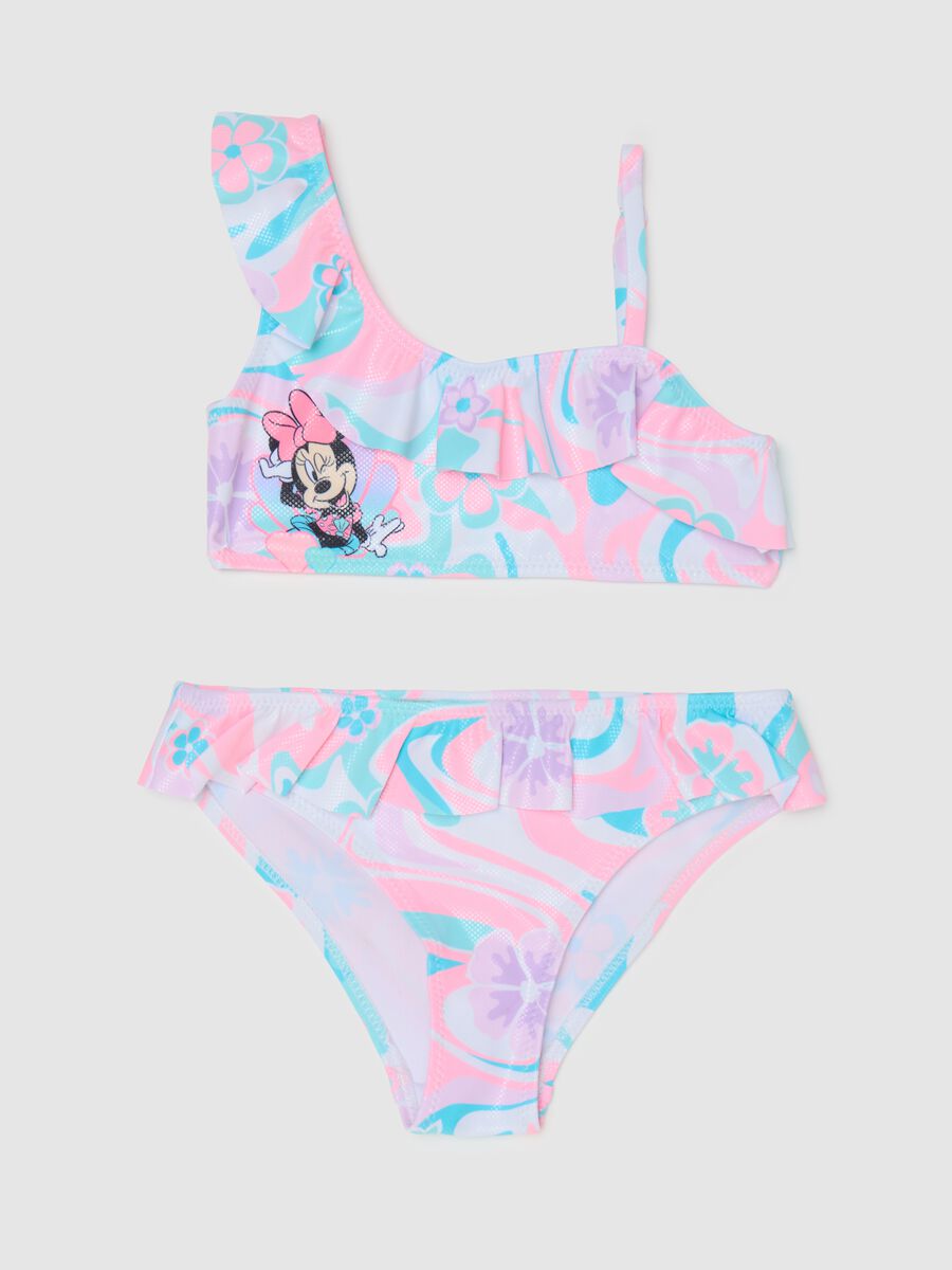 Girls’ bikini in multicoloured stretch fabric with Disney print_0