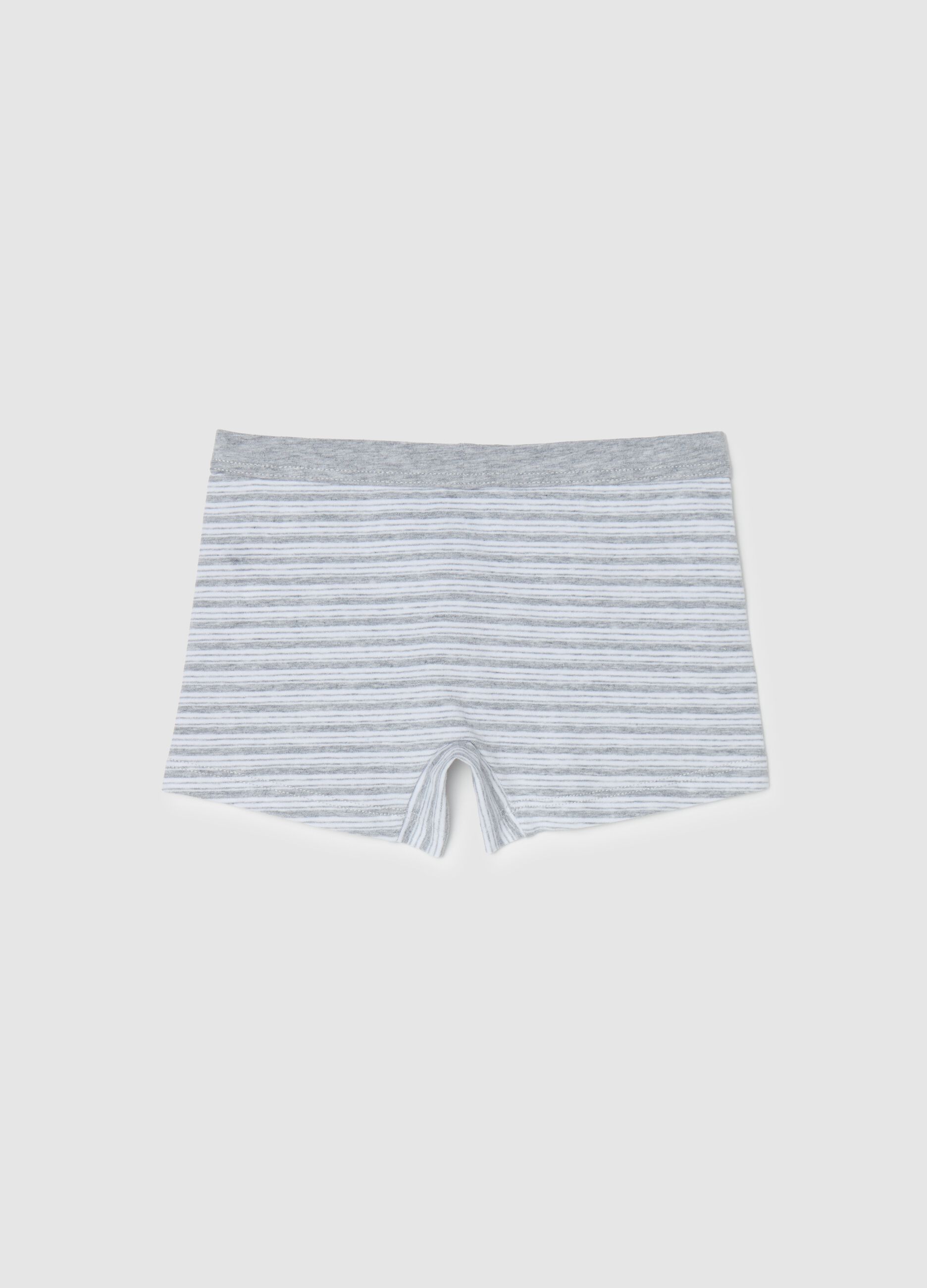 Stretch cotton boxer shorts with striped pattern