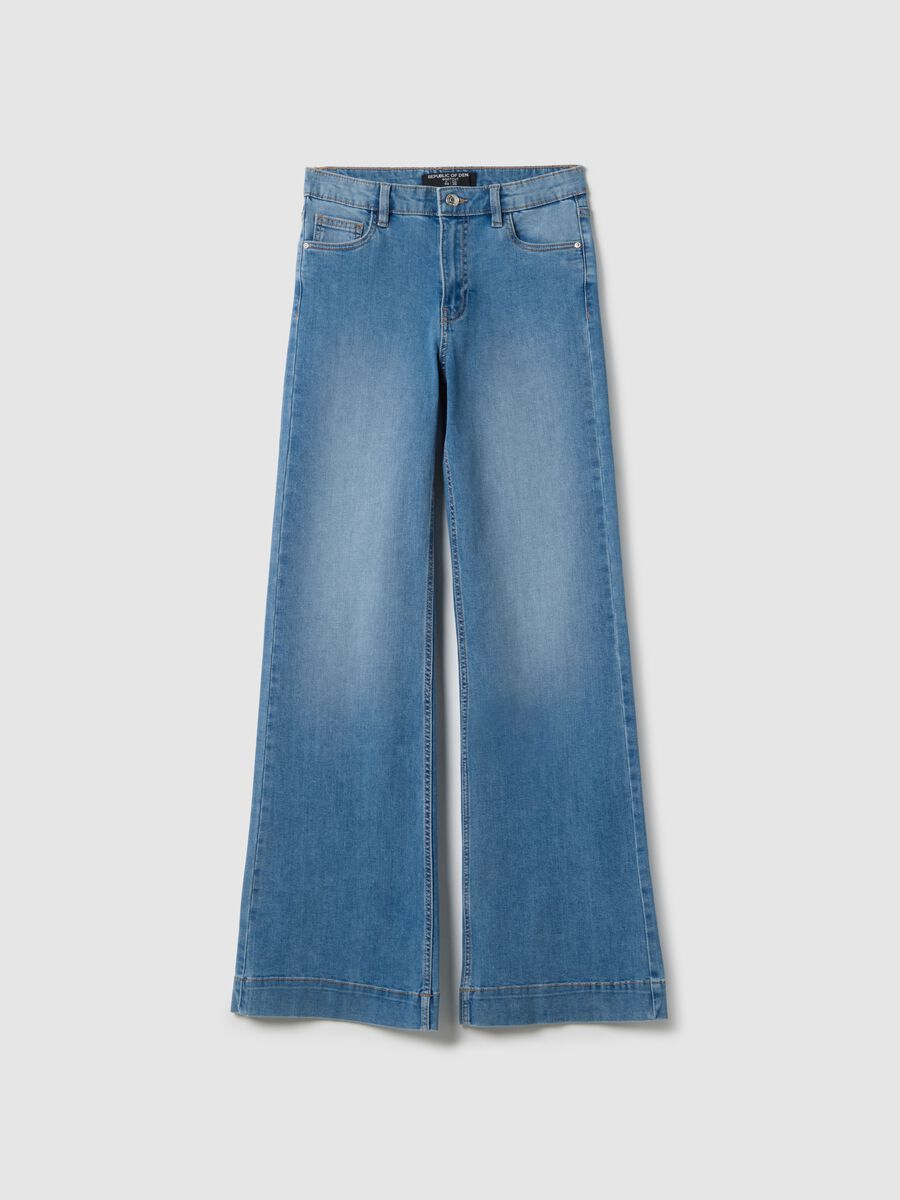 Blue denim bootcut jeans_4