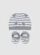 Multicolour Cotton Blend Baby Hat and Booties Set_0