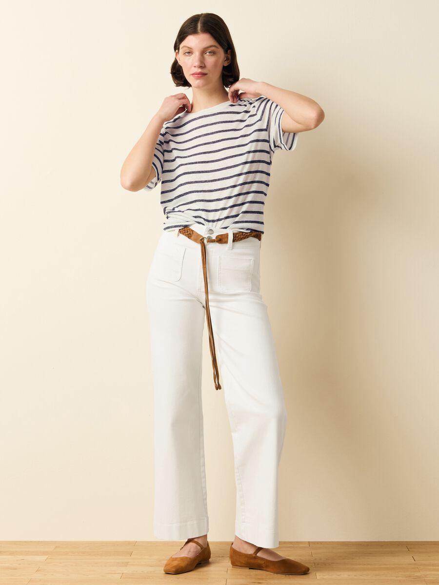 Striped T-shirt in linen blend_0
