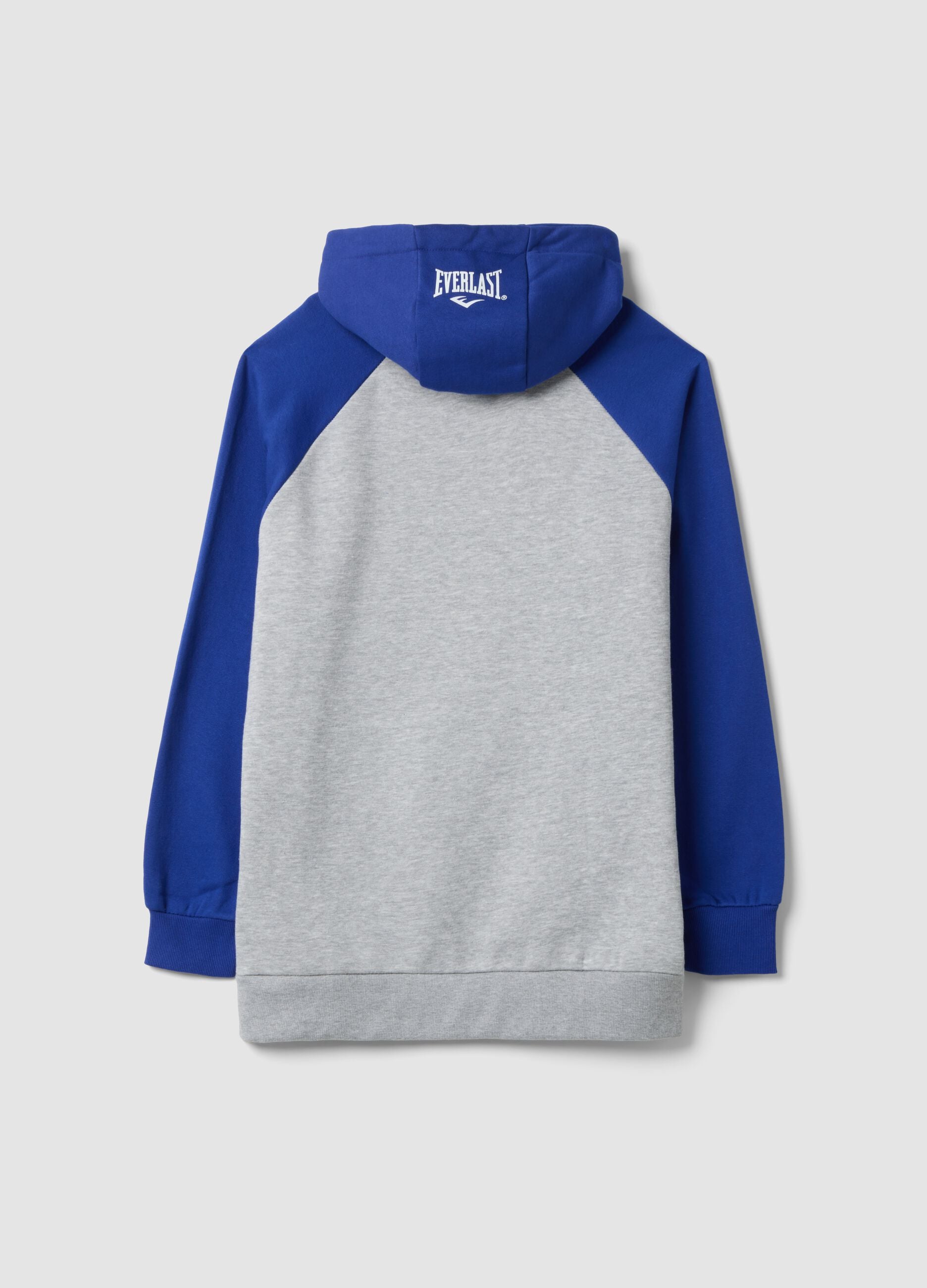 Grey marl cotton-blend hoodie with drawstring hood and print