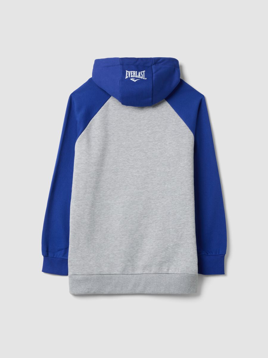Grey marl cotton-blend hoodie with drawstring hood and print_2