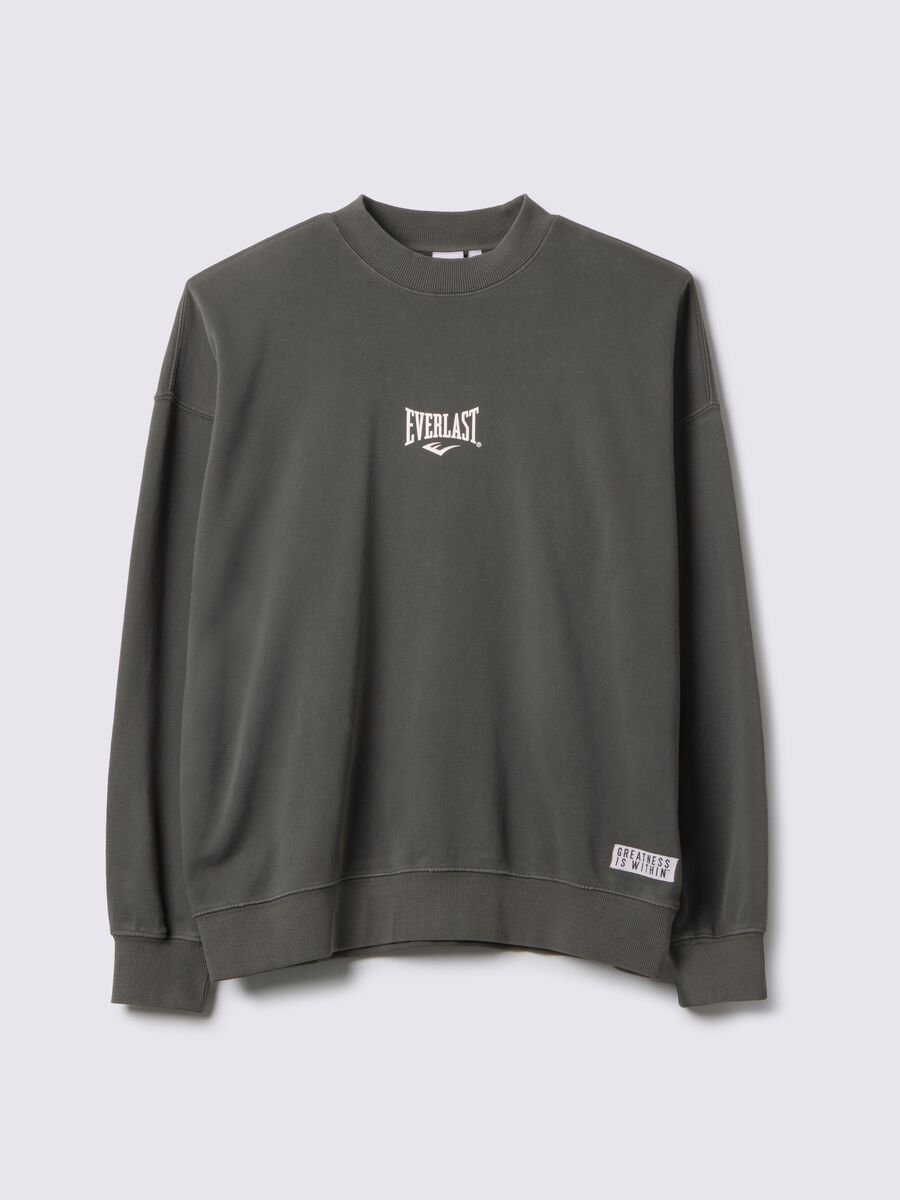 Felpa in misto cotone nero regular fit con logo Everlast_4