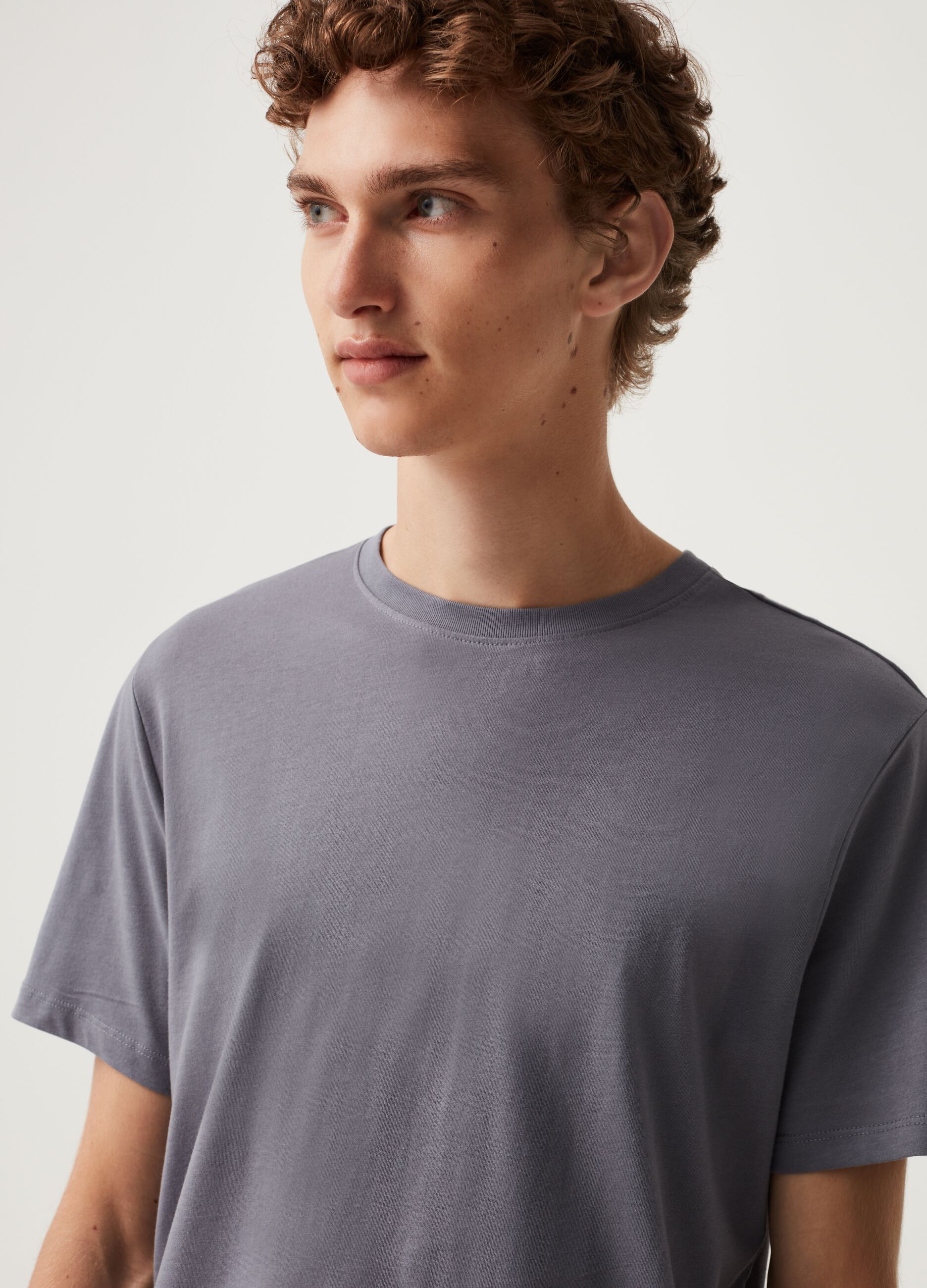 Two-pack cotton T-shirt with round neck