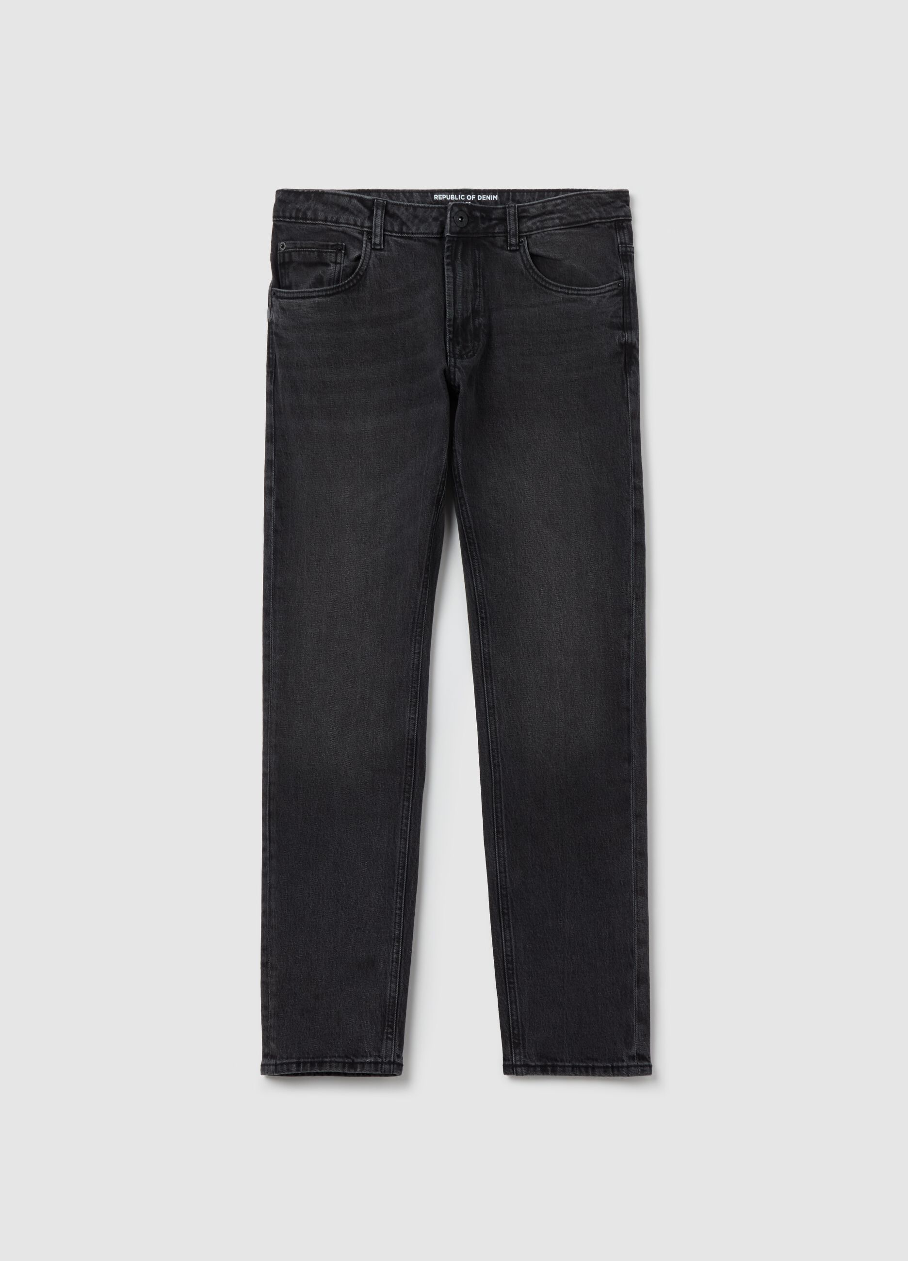 Slim-fit acid-wash jeans