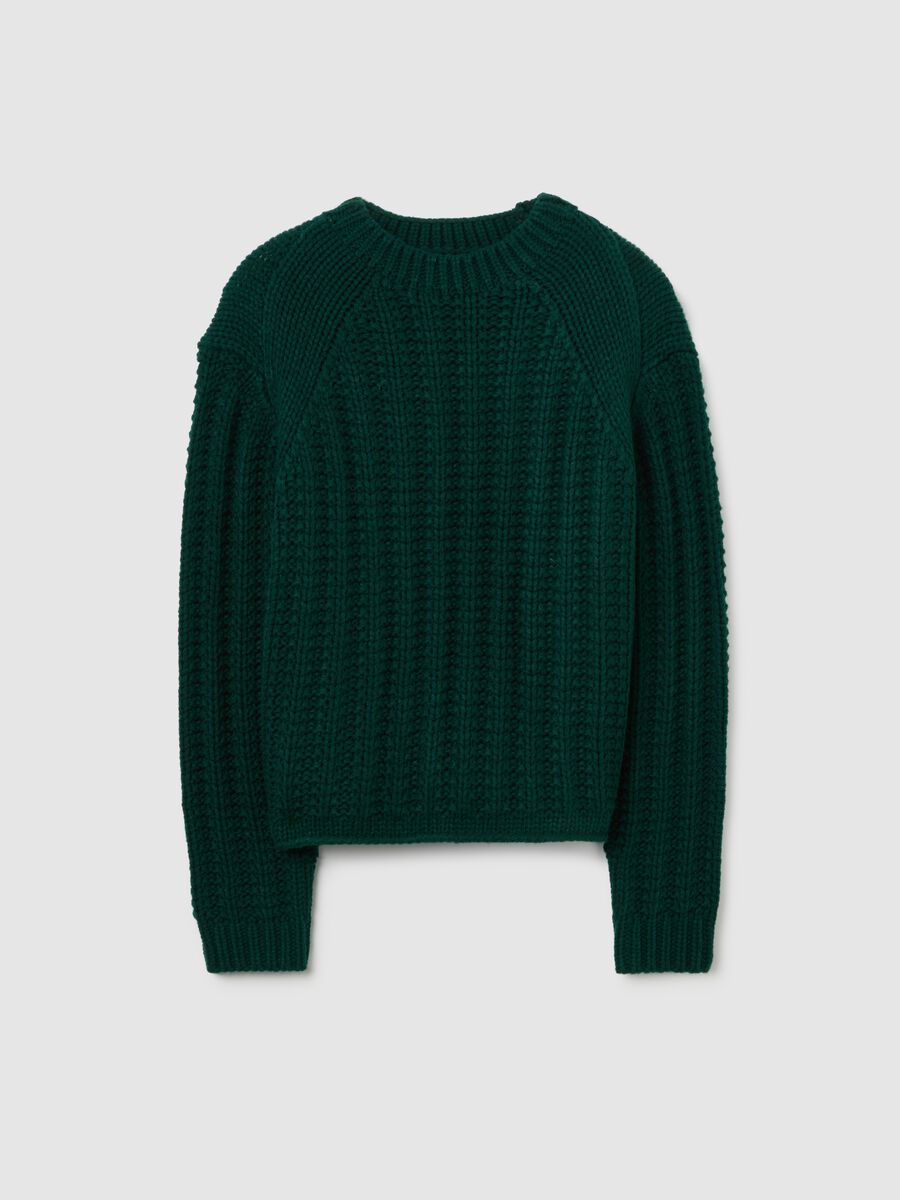 Maglione verde con lavorazione a maglia vestibilità oversize_0