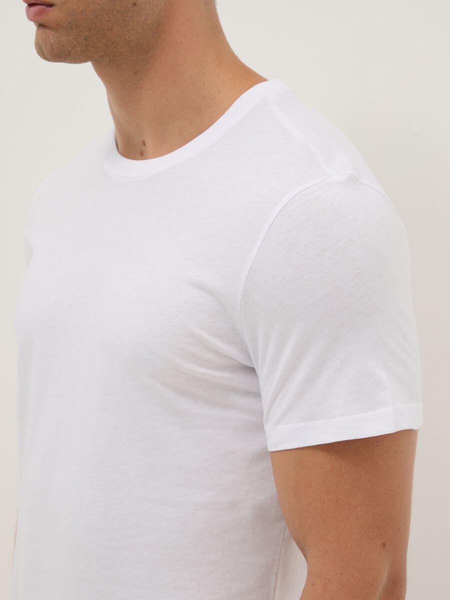 Tripack white crew neck T-shirts in pure cotton regular fit_3