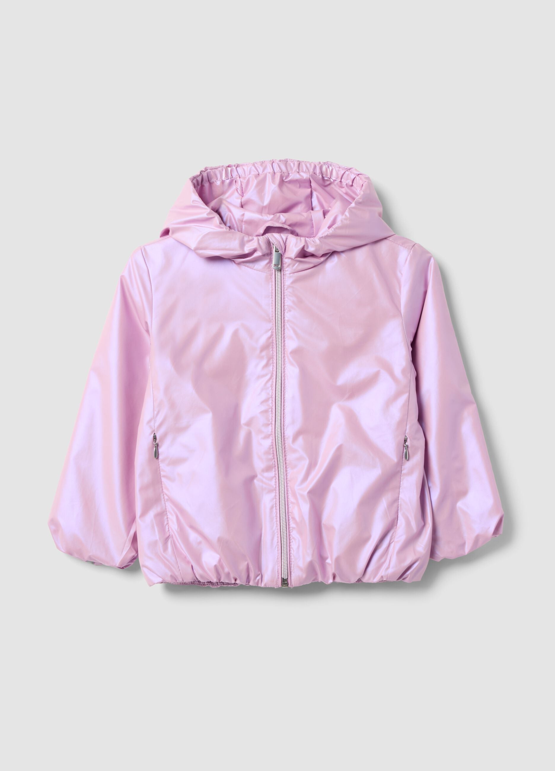Lightweight pink zip-up hoodie jacket for girls, regular fit