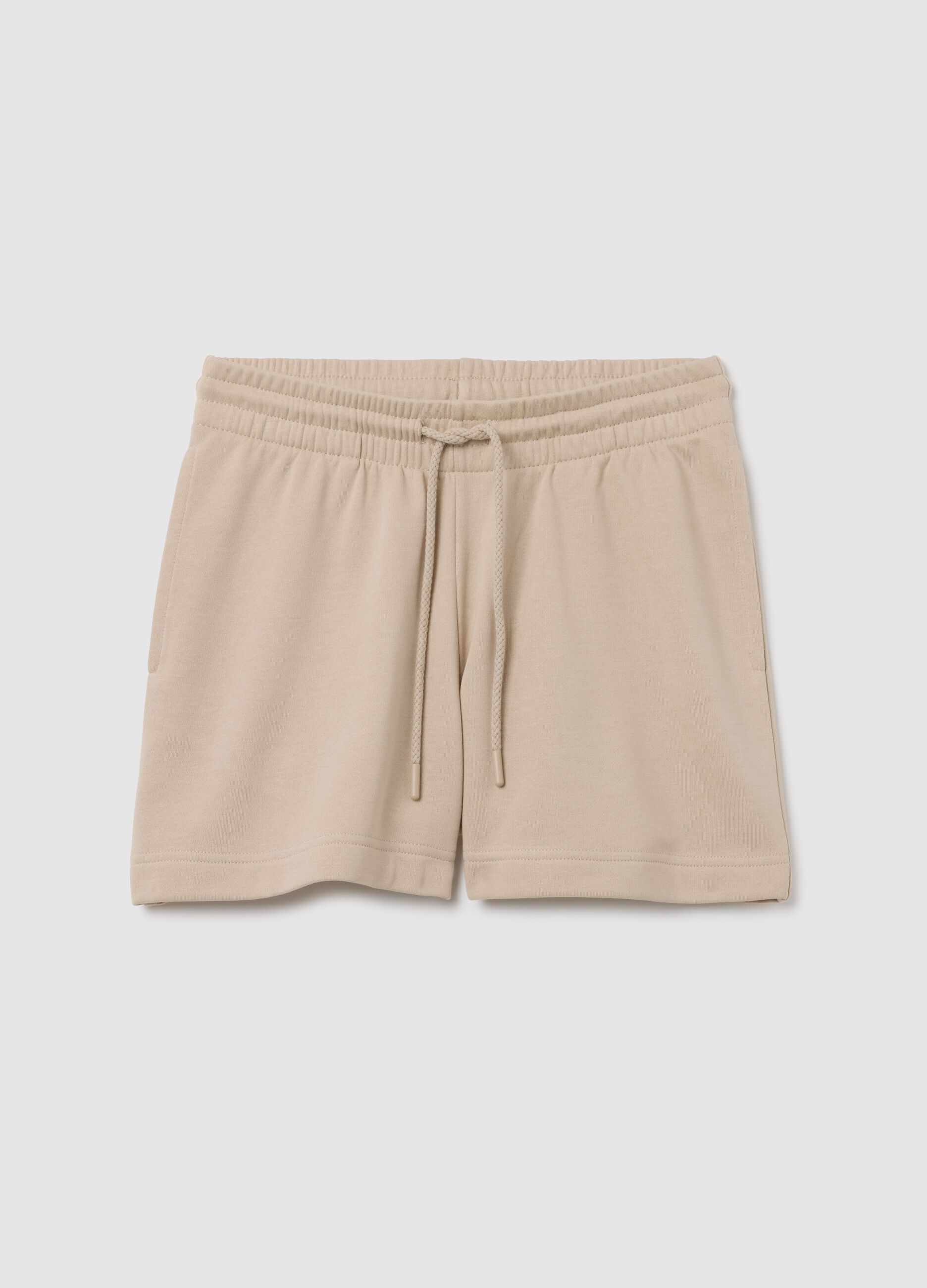 Women's Beige Cotton Regular Fit Shorts