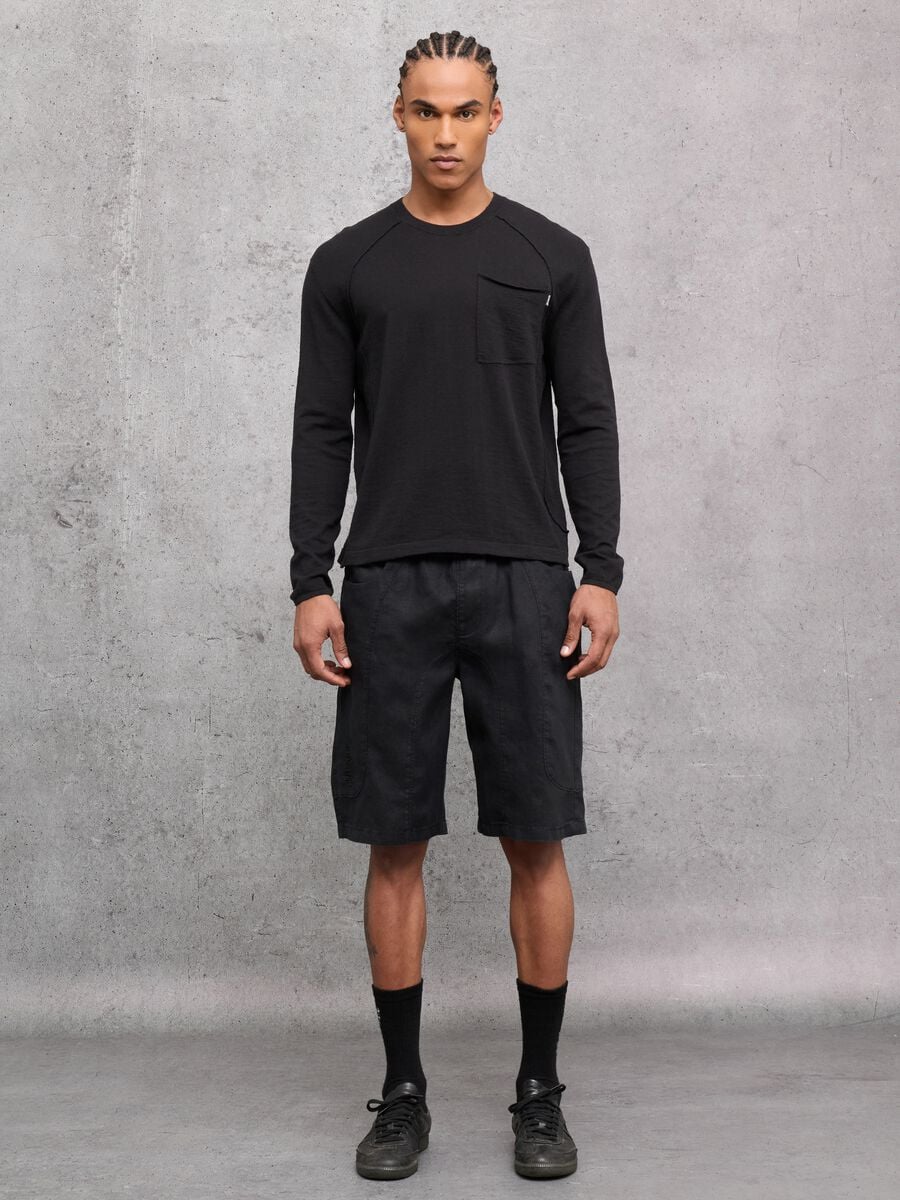 100% Linen Shorts Black_0