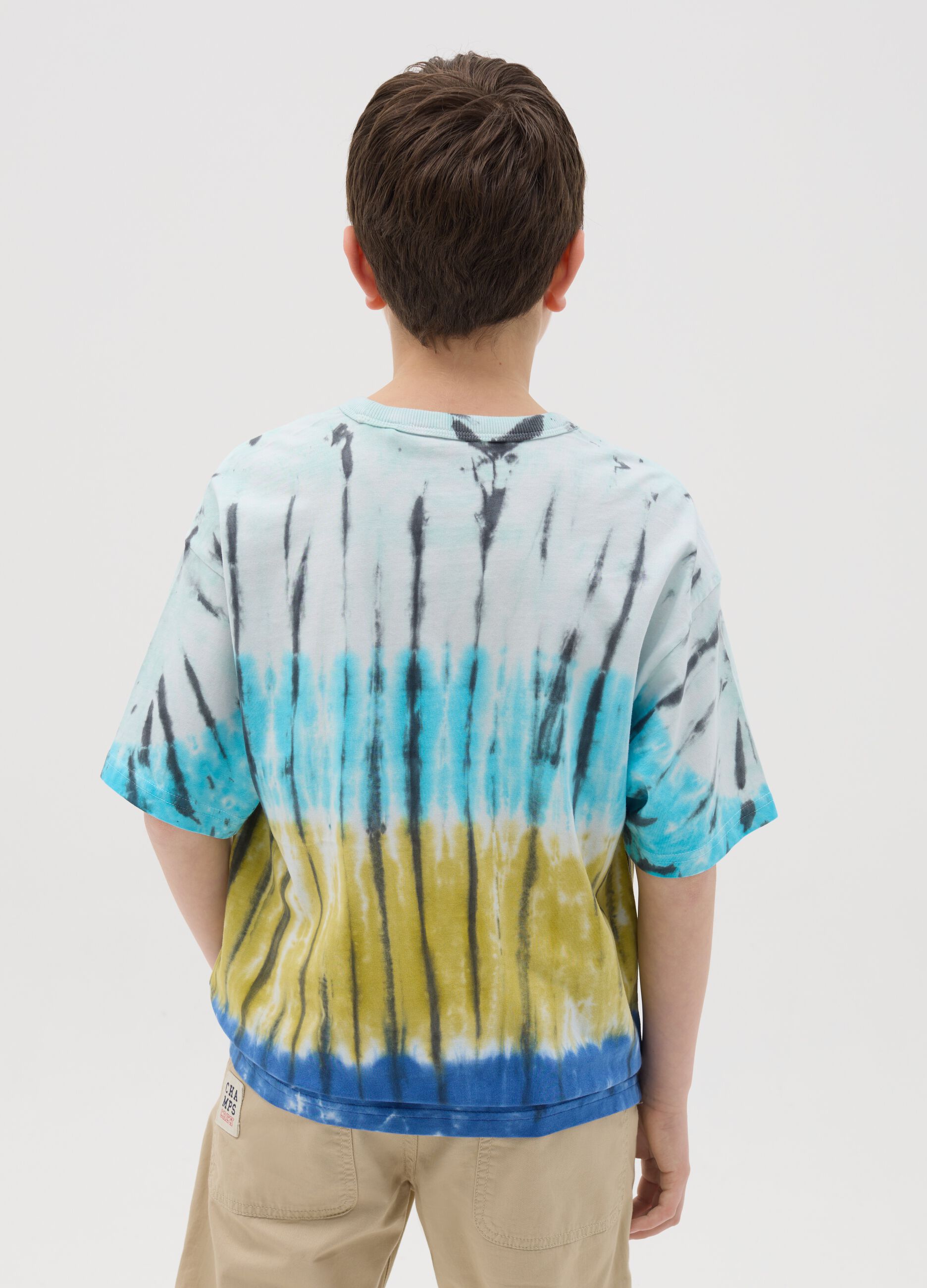 T-shirt in cotton with tie-dye print