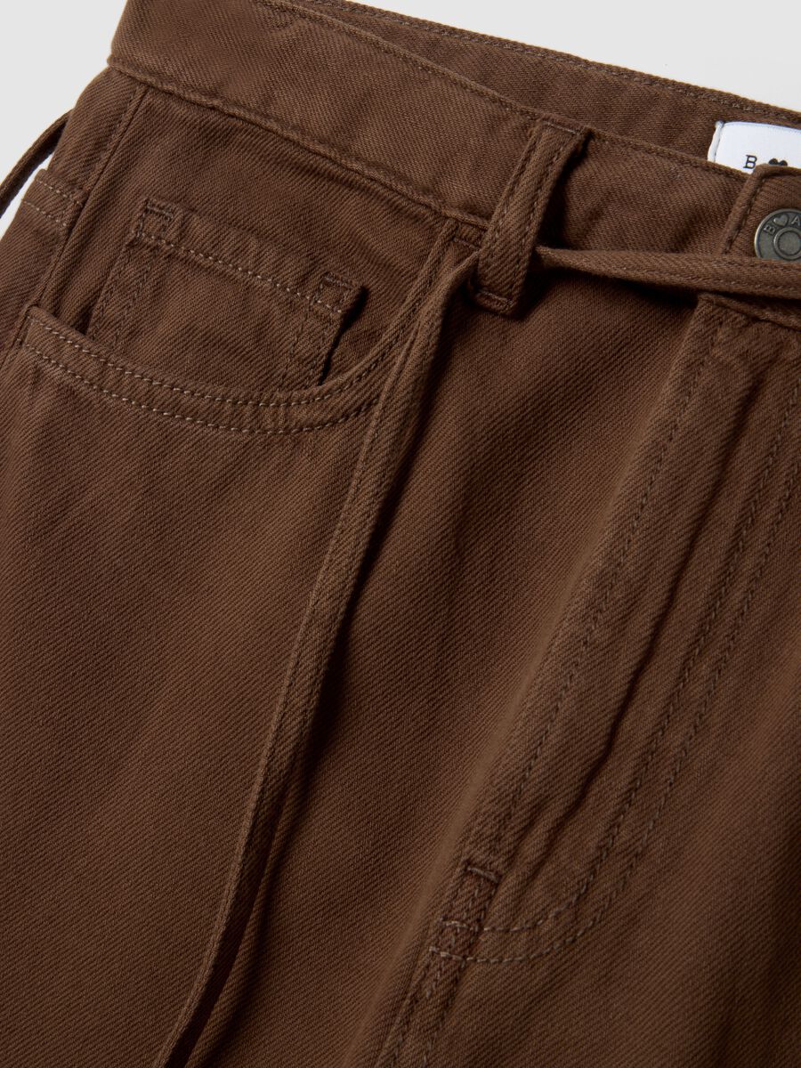 Brown Pure Cotton Wide Leg Trousers_5