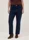 Blue stretch flare cut jeans_1